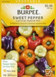 Burpee 63545 Pepper, Sweet Carnival Mix Seed Packet