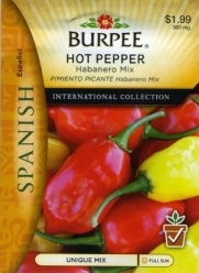 Burpee 69658 Spanish - Pepper, Hot Habanero Mix Seed Packet