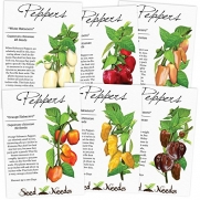 Habanero Pepper Seed Packet Assortment (6 Individual Seed Packets) Non-GMO Seeds by Seed Needs